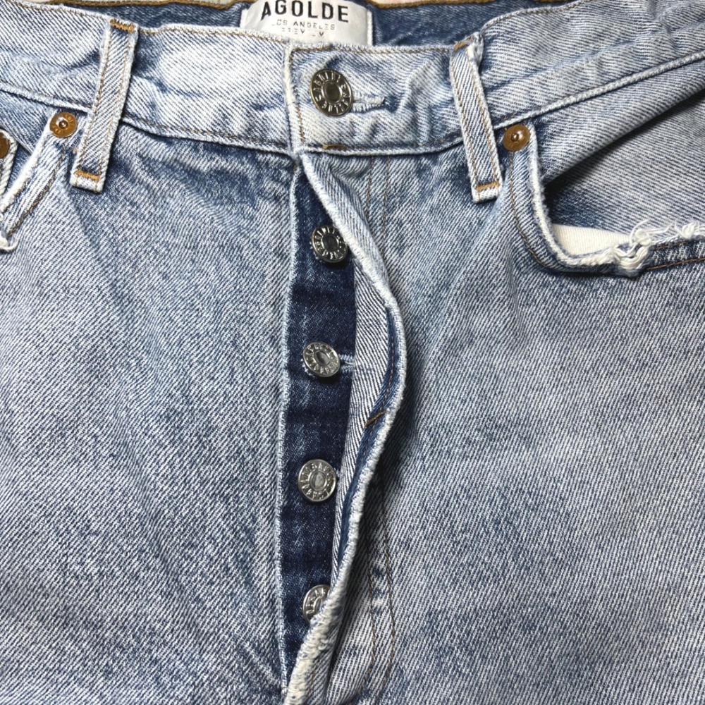 AGOLDE Riley High Rise Straight Crop Jeans Light Wash Button Fly 30 - Picture 9 of 13